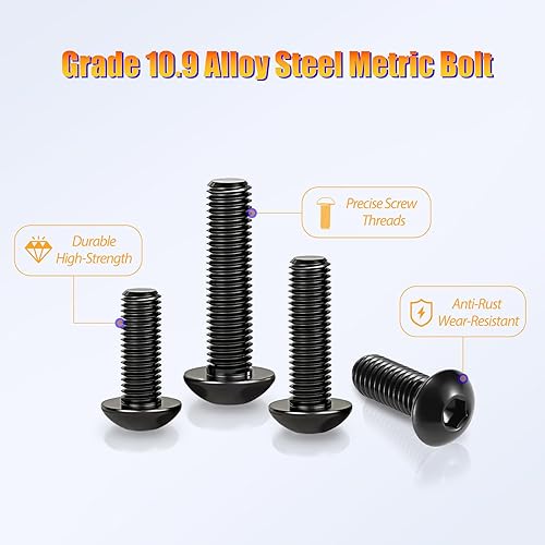 Miniatura 10 de Kadrick Kit surtido de 400 tornillos M3, arandelas planas y tuercas con 1 llave hexagonal, acero inoxidable 304, M3 x 681012160.787in