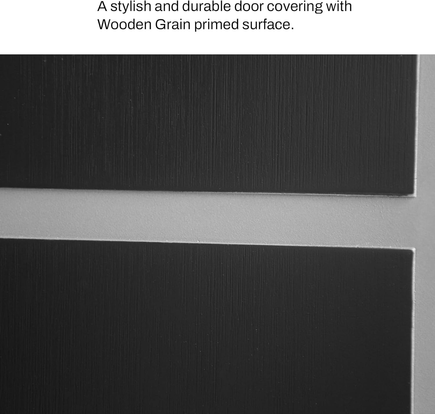 36 x 80 Fiberglass Entry Door, Brickmould & 4-9/16 White Vinyl Frame, Frosted Glass Black Flush Panel Brushed, Knock-Down, Modern V-Groove Flush Panel Front Door for House, Right Hand Inswing