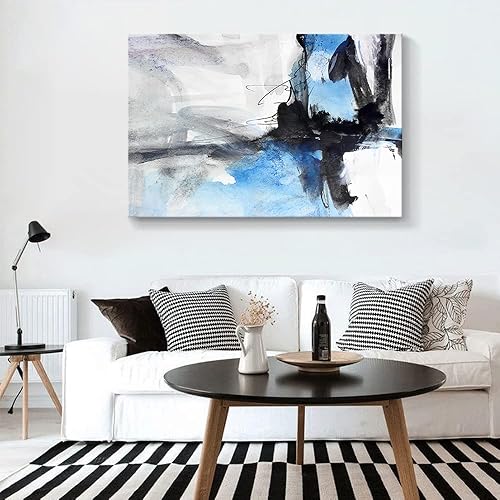 Miniatura 541 de Lienzo artístico para pared, pinturas de arte abstracto, fantasía azul, grafiti colorido sobre fondo blanco; decoración artística moderna para sala