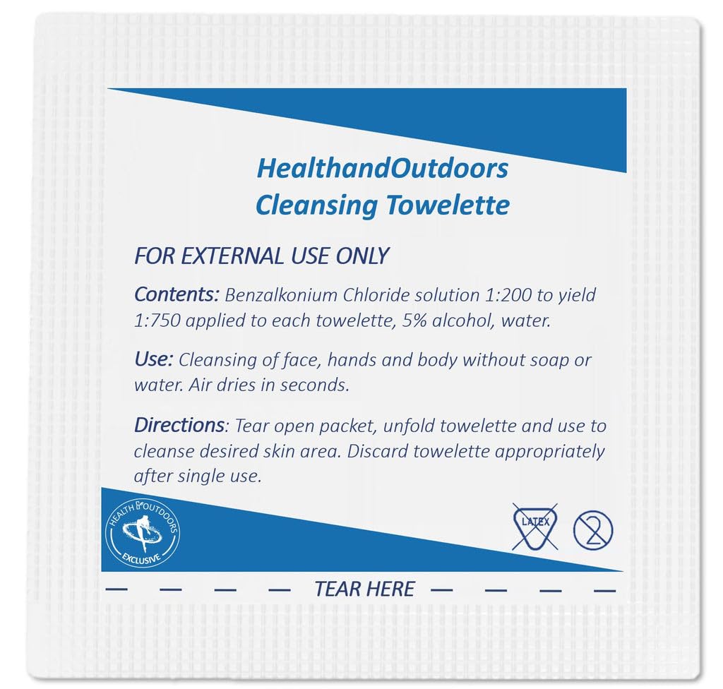 Cleansing Towelettes Antiseptic 5" x 7" Wipes (125 Count) Hand and Body Wet Napkins Individually Wrapped 125CT