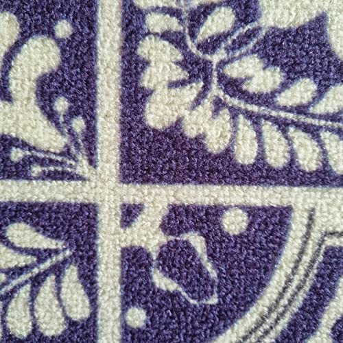 Image of Matz&More Tiles Arabesque Rug | 100x150 CM | Navy Blue | Soft Nylon Loop Pile with Anti-Slip Gel Backing | Living Room, Bedroom & Office Floor Carpet