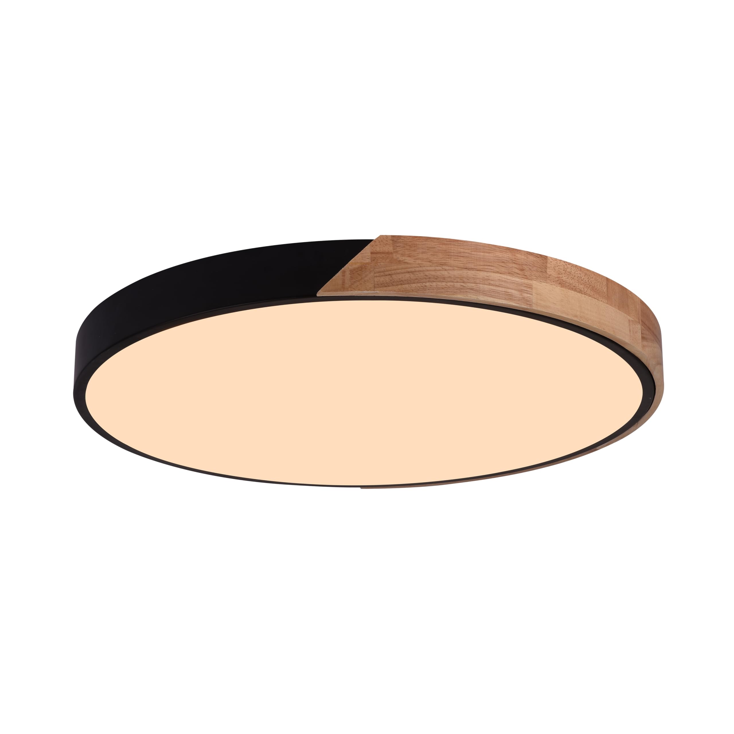 wonderlamp - Plafón de techo Smart de Madera 70 W LED Mol, 3000-4000-6000K, Intensidad Regulable, Luz nocturna, Mando incluido, Negro