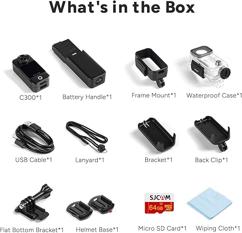 Miniatura 8 de SJCAM Sensor CMOS C300 de 1/2.8 '', cámara de cuerpo de vlogging portátil y magnética, viaje de bolsillo 4K, potencia 7H, cámara de vlog