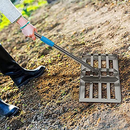 NVYAZJ Lawn Leveling Rake, Detachable Stainless Steel Leveler Tool with 30 * 10'' Flat Head Pole Length 73'' 5 Stainless Steel Rods, Gardening Hand Tool Rake for Garden Golf Lawn - Image 2