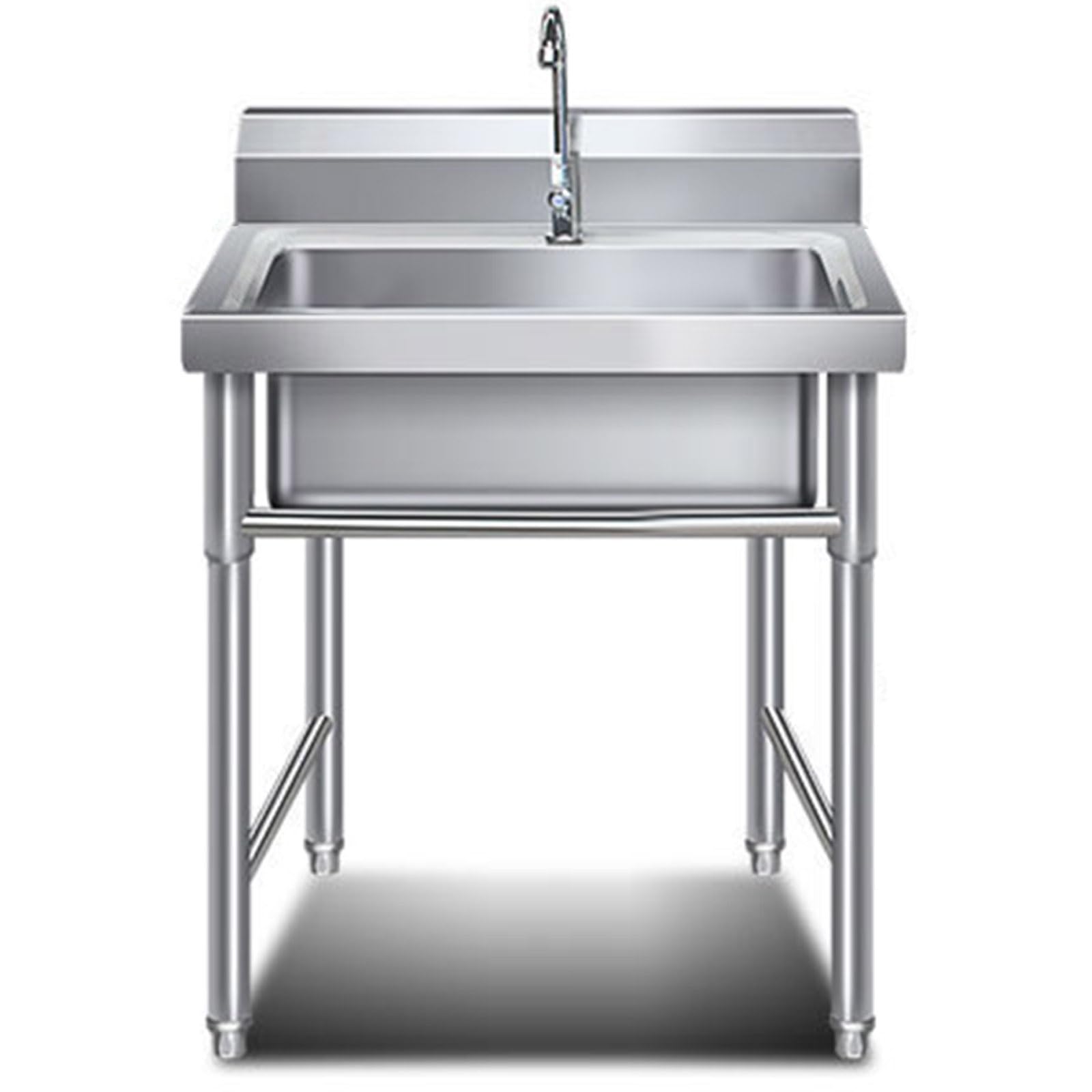 TAXXII Freestanding Outdoor Utility Sink, Commercial Stainless Steel Restaurant Sink Set with Drainer Unit and Tap, Kitchen Square for Bar