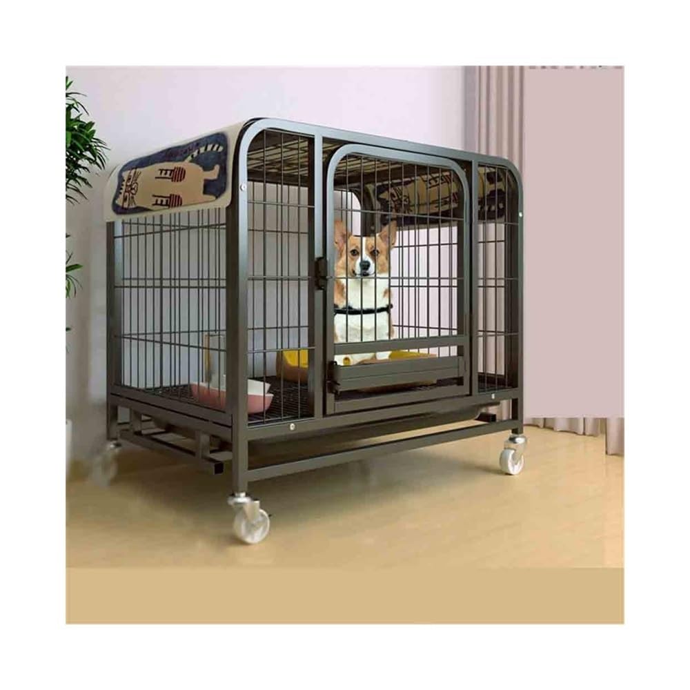 Gabbia per cani Trasportino for cani di medie dimensioni con base in tubo quadrato nero, vassoio for uso domestico Per uso domestico