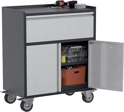 Waqiv Armario rodante de herramientas gabinete de almacenamiento de metal industrial de gran espacio con cajones de bloqueo baúl de utilidad para el