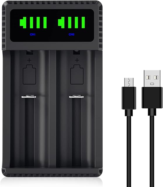 18650 Battery Charger,Universal 21700 Battery Charger, Smart LED USB Dual Battery Charger for 14500 16340 18350 18650 18490 17500 17670 22650 26650 Rechargeable Li-ion Batteries