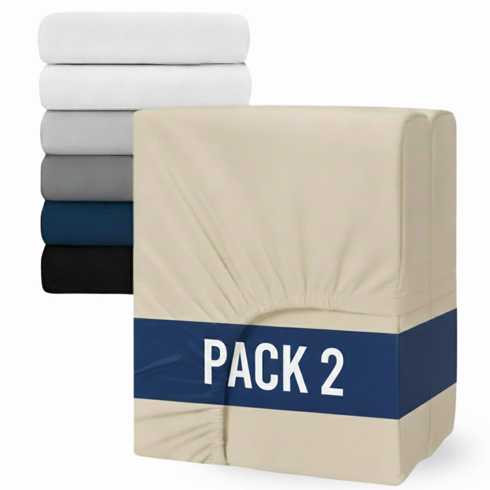 Z&A Bedding 2 Pcs Small Double Fitted Sheet Cream - 30CM Extra Deep Elastic Corners Bedsheet - Super Soft Brushed Microfibre Bottom Sheet - Washable, Shrinkage & Fade Resistant — image 1
