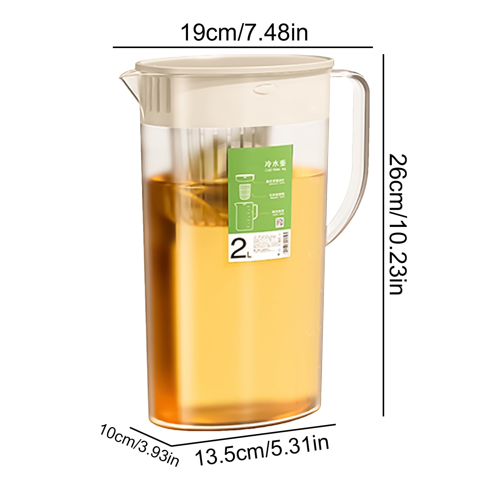 Pichet à eau avec infuseur à fruits 2 L couvercle distributeur de boissons
