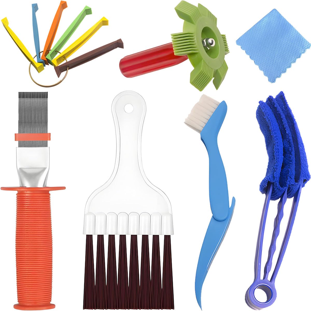Pettine per aria condizionata spazzole per la pulizia pettine a lamelle Kit di pulizia per condensatore in acciaio inox spazzola per alette del radiatore Strumento di riparazione a spirale del