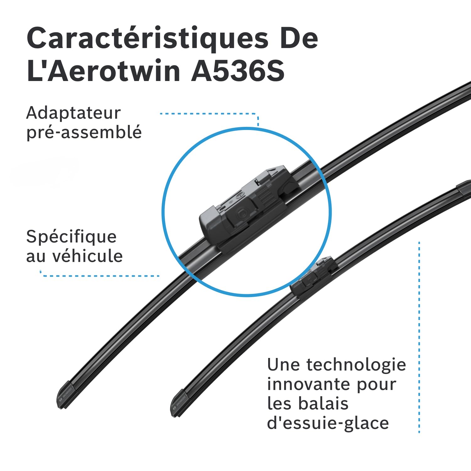BOSCH Balai d'essuie-glace 3397014536 | Compatible avec: BMW 6 Gran Turismo, MASERATI GHIBLI III, LEVANTE SUV, PEUGEOT 508 II, 508 SW II