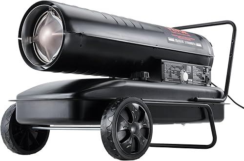 Miniatura 10 de VEVOR Calentador de aire forzado de queroseno, 215000 BTU portátil torpedo diésel con termostato, tanque de 13.2 galones, calentador de alta