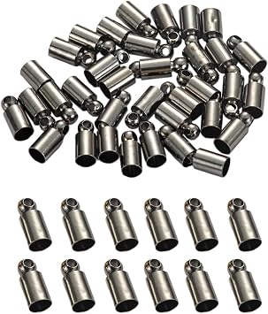 200 Pieces Round Cord End Caps with Loop Crimp Cap for String Suede Leather Cord Stopper DIY Necklace Bracelet Connectors Jewelry Findings Tassel Making 3 * 8mm,Antique Black