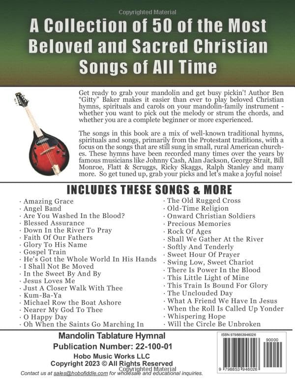 The Mandolin Tablature Hymnal: 50 Beloved Christian Hymns and Spirituals arranged for Mandolin-Family Instruments - Image 2