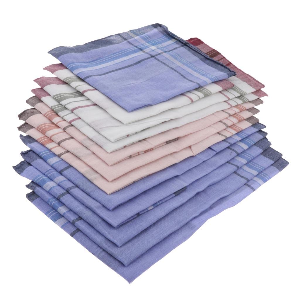 12x Fashion Men Plaids Cotton Pocket Handkerchiefs Pocket Square Hankies|Clothing Shoes & Accessories | Mens Accessories | Handkerchiefs-image-49