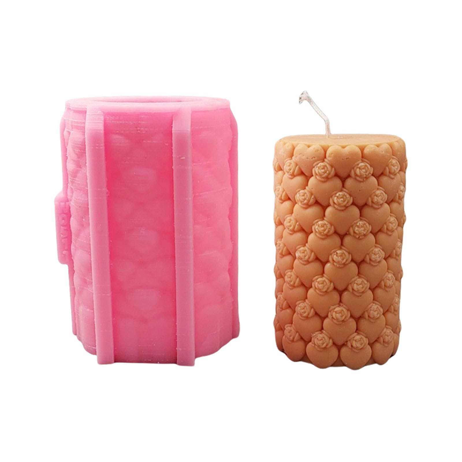 Nucelit Cylinder Silicone Molds Heart Rose Carved Cylinder Silicone Molds for Epoxy Resin Soap Valentines Present Temperature Resistant