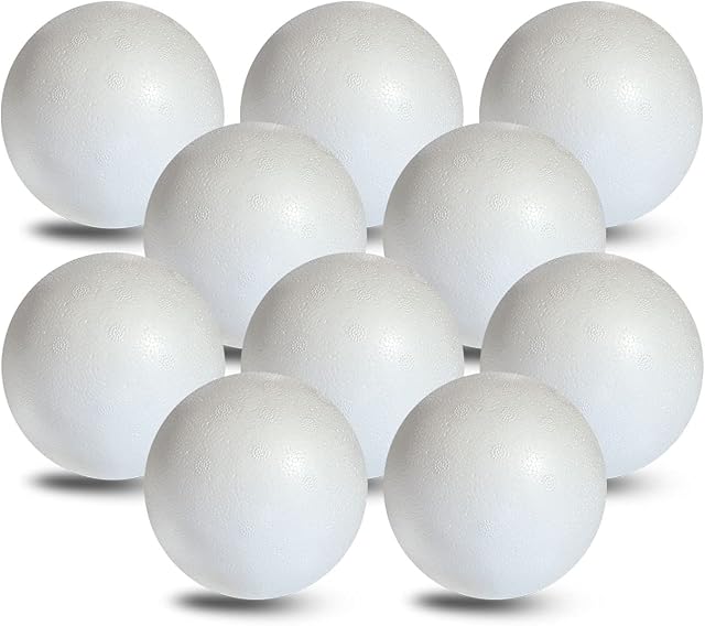 Styropor A307010 kula Ø 7 cm z polistyrenu, gładka i trwała, 10 sztuk do majsterkowania, modelarstwa, projektów kreatywnych, biała, Ø 7 cm-10