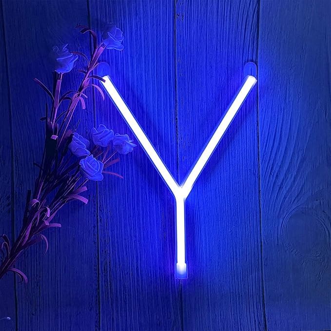 Letter Neon Lights - Personalized USB Light Signs for Wall Decor Bedroom Home Office - Switch Controlled LED Word/Name Signs Unique Gift Idea & Party Hanging String Lights（Letters Y) — image 1