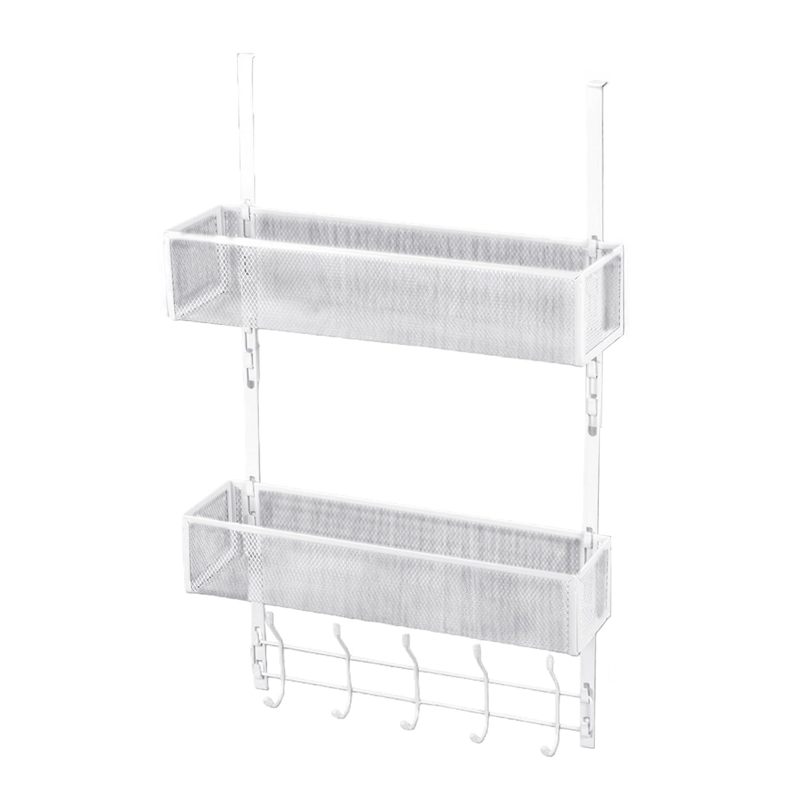 Kalttoy White Portable Hanging Storage Organizers Basket Sturdy Metal Door Hanging Accessory For Home Decoration And Use Door Shelf