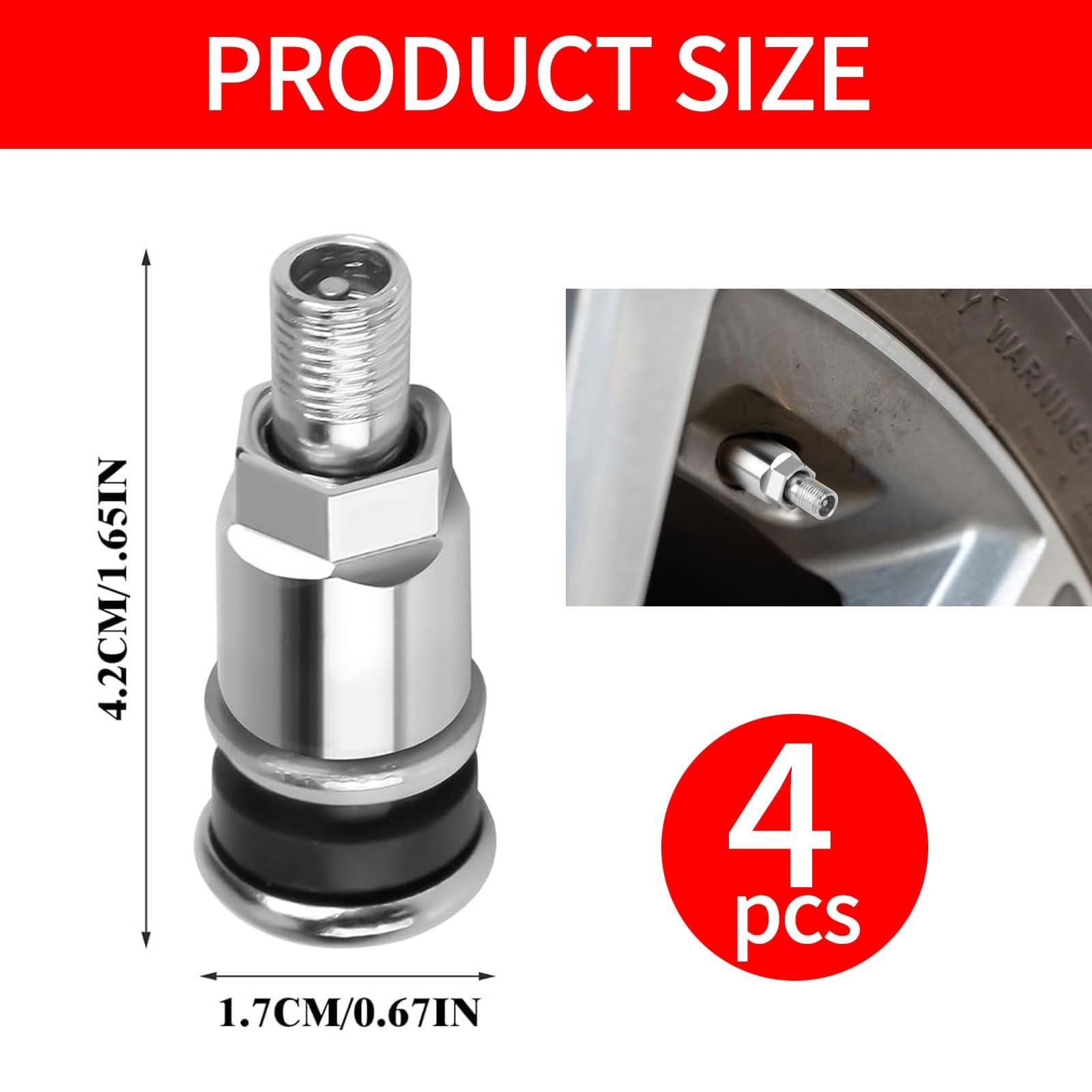 AHLSEN Lot De 4 Valves Métalliques Pour Jantes En Aluminium, Valves En