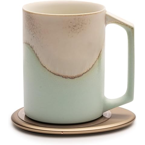 Ui Artist Collection Set - Mint Glacier | 12 fl oz / 355 mL Self-Heating Ceramic Coffee & Tea Mug Set