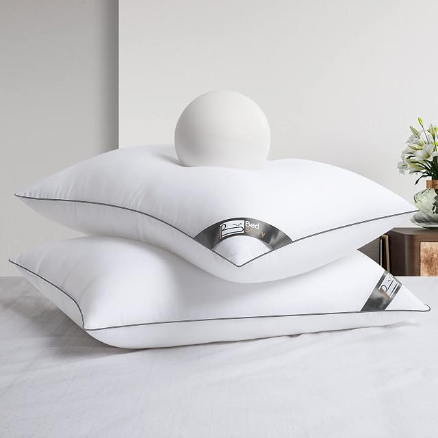 BedStory New Collection - Poduszka 50 x 70 Zestaw 2 sztuk, szara poduszka hotelowa Deluxe z mikrofibry wypełniona wysokiej jakości poduszką zapewnia sen