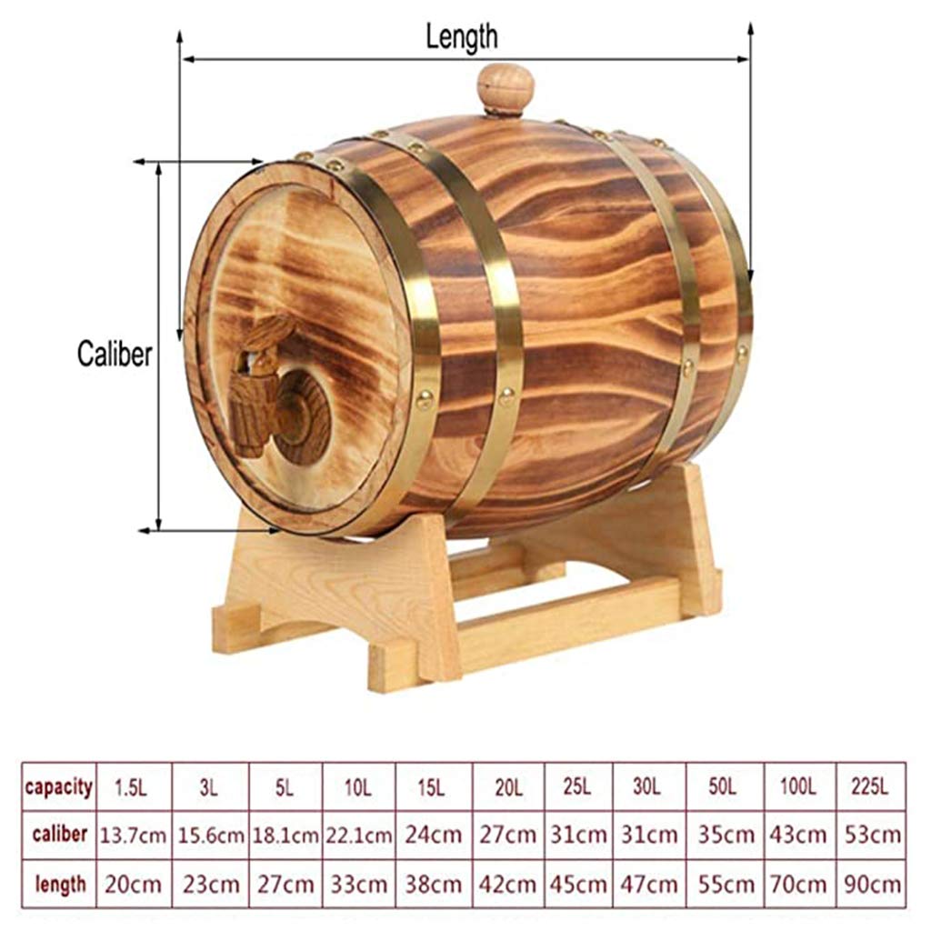 Beczka na wino dębowe 1,5 l / 3 l / 5 l / 10 l / 15 l / 20 l / 25 l / 30 l beczka do starzenia się drewna dębowego, ręcznie wykonana drewniana beczka na wino, do przechowywania lub starzenia