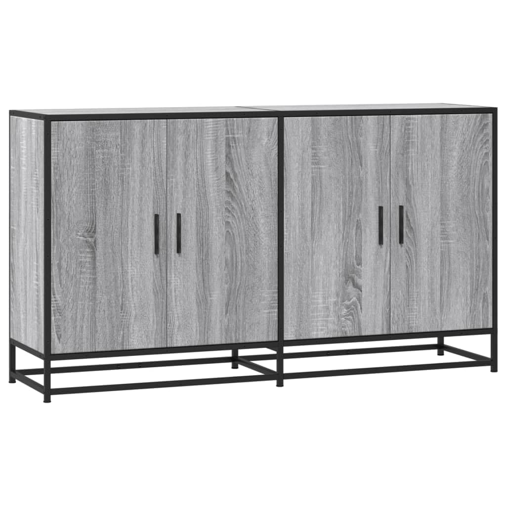 Credenza grigio Sonoma, 134 x 35 x 76 cm, in legno e metallo