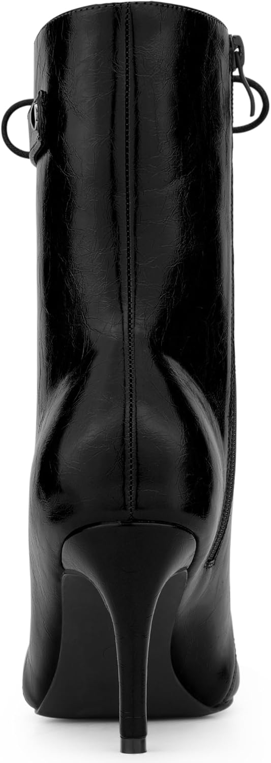 Allegra K Women's Lace Up Peep Toe Stiletto Heel Ankle Boots - Image 6