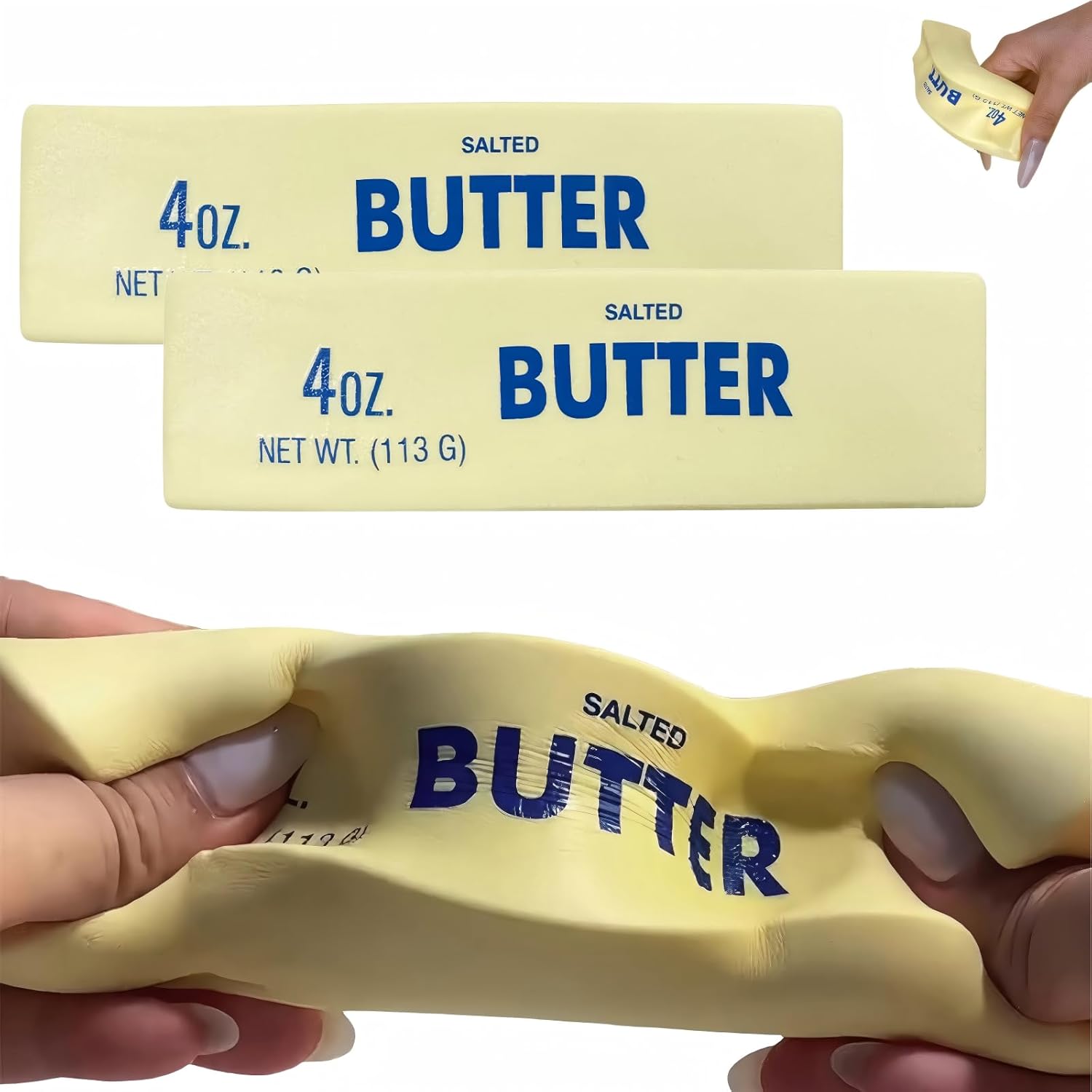 Slow Rebound Cute Butter Squeeze Stress Balls, 2026 New Realistic Butter Stick Soft Squeeze Toys, Squeeze Ball, Stress Relief Sensory Toys for Adults Gifts (2pcs)
