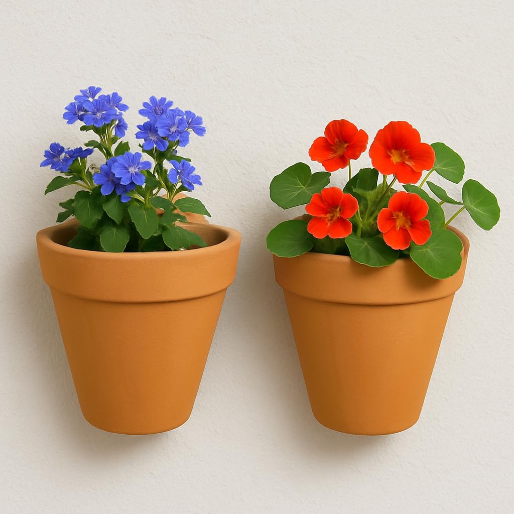 Pack 2 Maceta Colgante Maceta Colgar Pared Barro Natural 18 cms Pack DE 2 Unidades