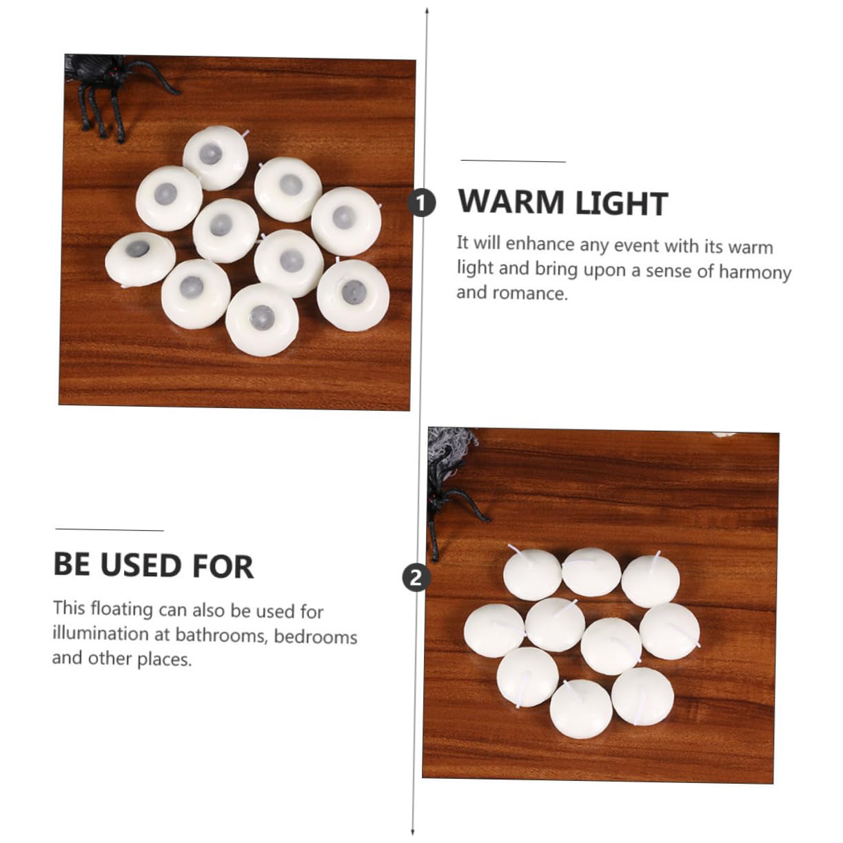 100pezzi Candele Galleggianti Sferiche Realizzate in Paraffina Candele Decorative Inodori e Leggeri per Feste e Matrimoni Utilizzabili come Atmosfera Romantica per Bagno e Camera