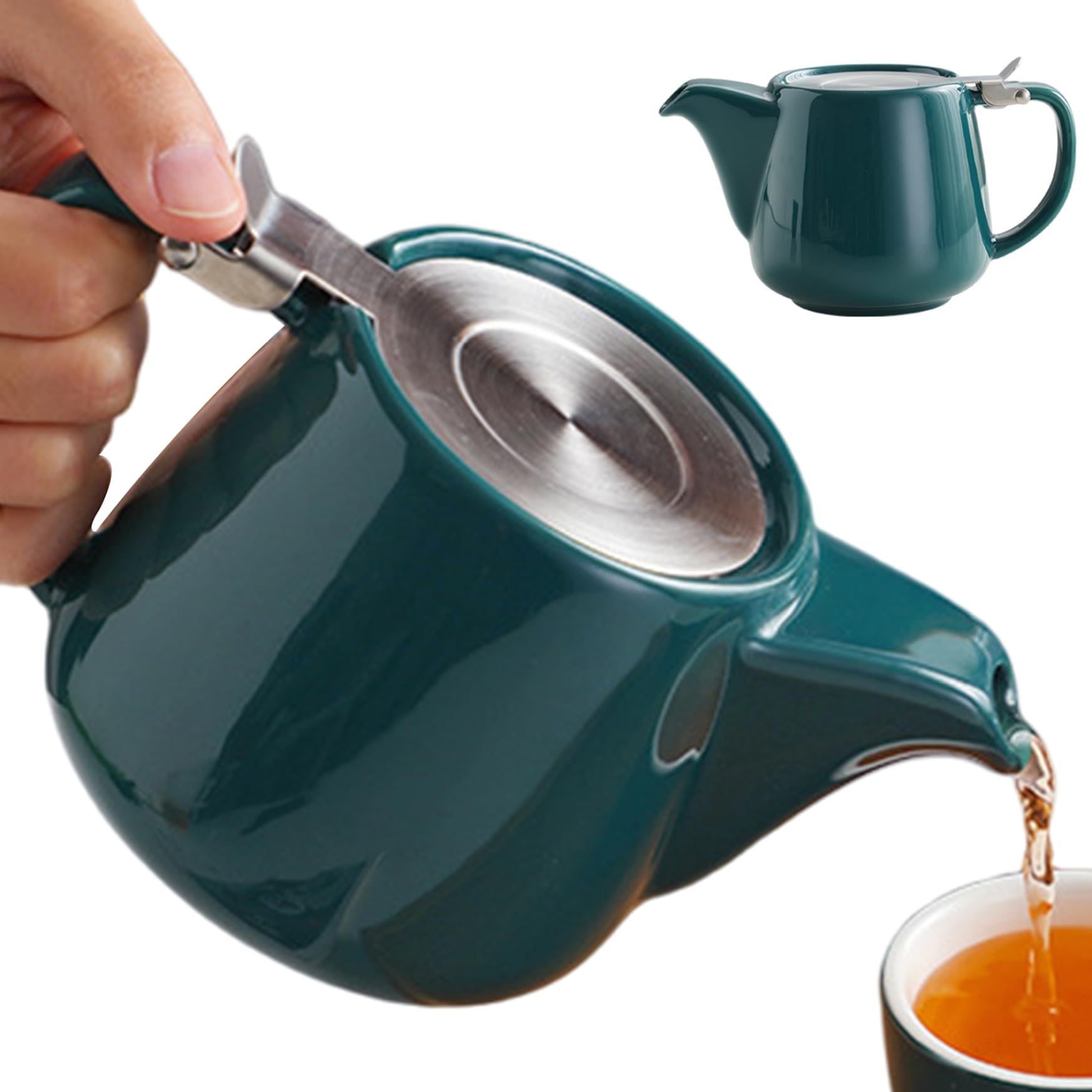 Wedhapy Ceramic Teapot Teapot with Infuser 580ml Large Capacity Ceramic with Lid & Handle for Brewing Herbal and Loose Leaf Teas Tea Infuser