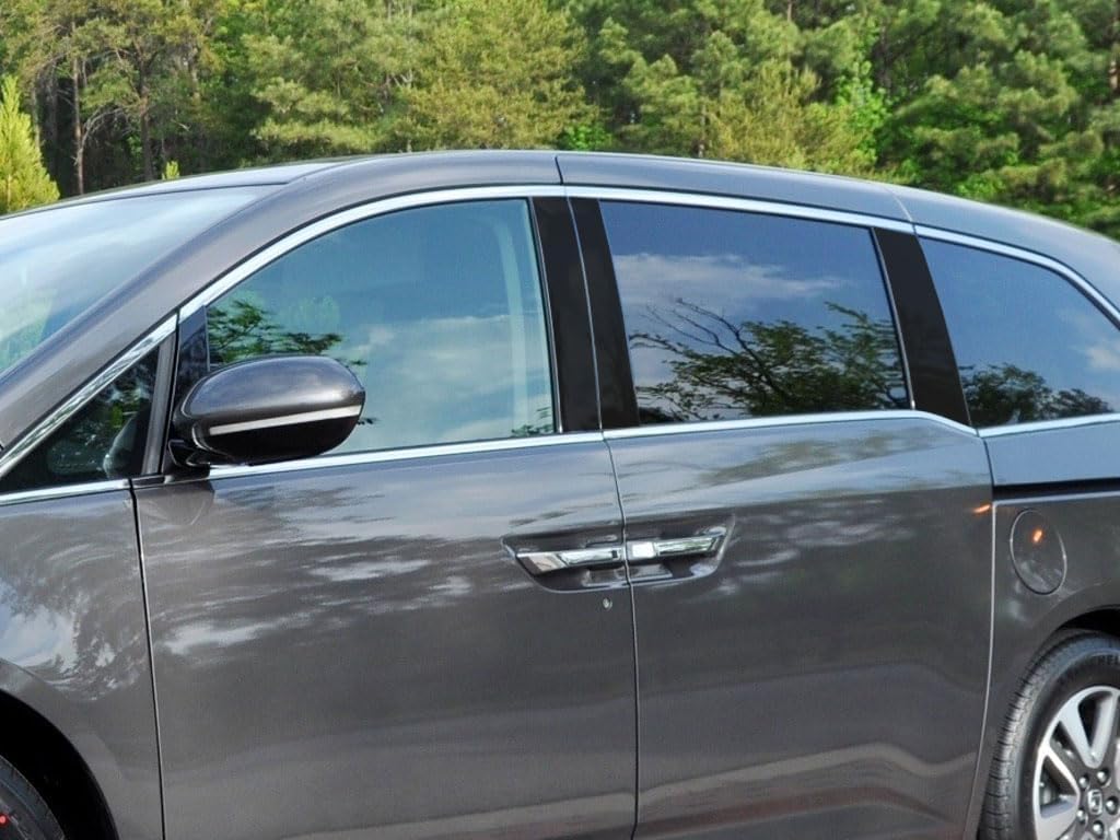 Rvinyl Pillar Post Window Trim Compatible with Honda Odyssey 2011-2017 - Gloss (Black)