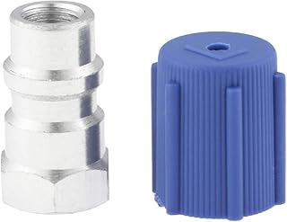 R-12 To R-134a Retrofit Valve 7/16 Low Side Port Adapter with Blue Dust AC Cap Universal for Air Conditioning Systems