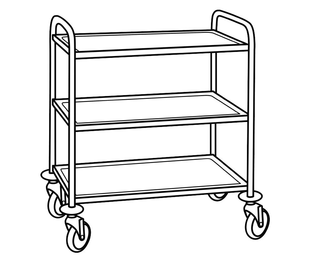 neoLab Transportwagen, 3 Etagen, 950 mm x 500 mm x 950 mm