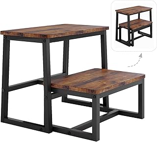 iTsst Step Stool for Adults & Kids,Holds up to 500Lb,3 in1 Heavy Duty Sturdy Two Step Stool for Kichen/Bathroom/High beds, Wooden&Metal Frame, Non-Slip Pads
