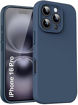 mobistyle Designed for iPhone 16 Pro | Soft Liquid Silicone Slim Protective Case | Microfiber Lining Phone Back Cover Case for iPhone 16 Pro (Blue)
