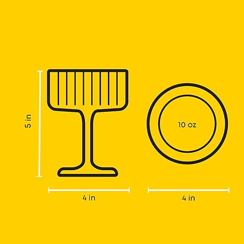 Miniatura 2 de JoyJolt Juego de 2 vasos coupé acanalados de 10 onzas, copas cupé de cóctel de 10 onzas, copas cupé acanaladas. Copas cupé de champán, copas de