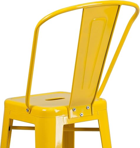 Miniatura 9 de Taburete Flash Furniture de bar hecho de metal para interior y exterior Metal Amarillo
