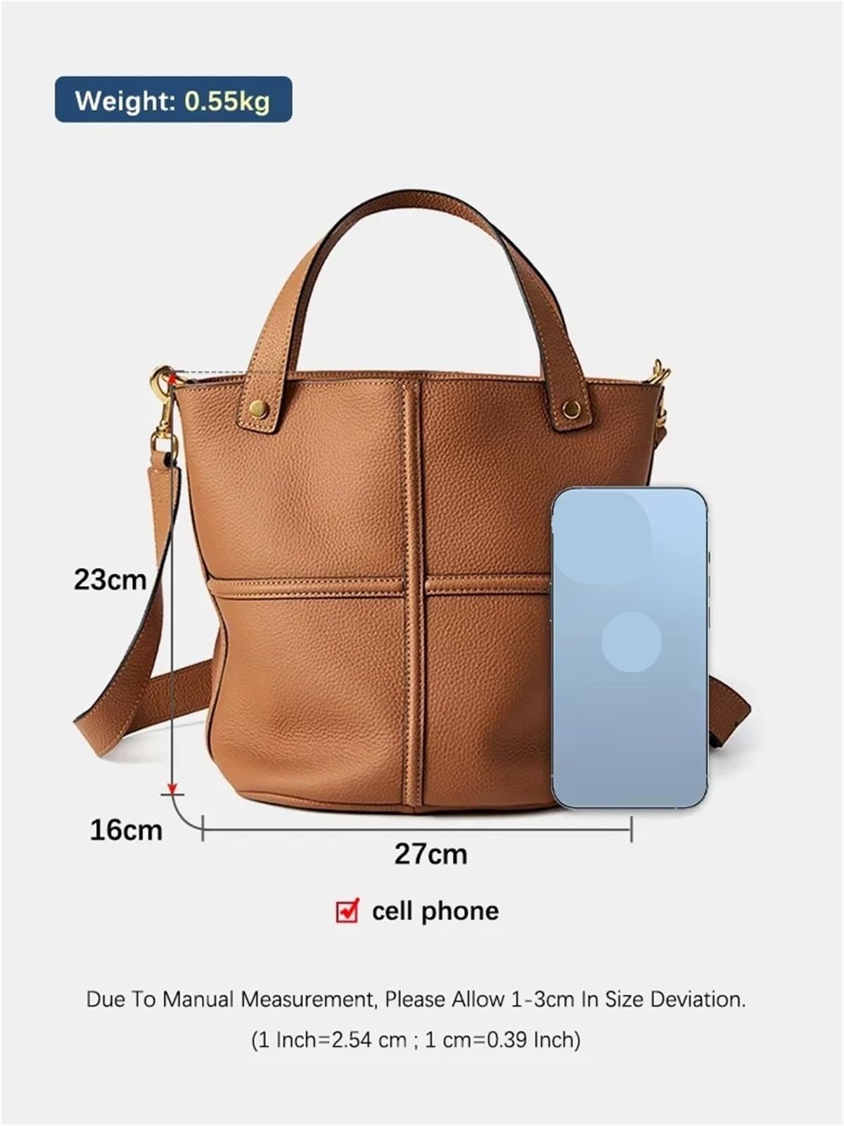 Bolso de mano cuero for mujer, bolso lujo gran capacidad, bandolera informal estilo retro Para Viajes Compras Trabajo Citas