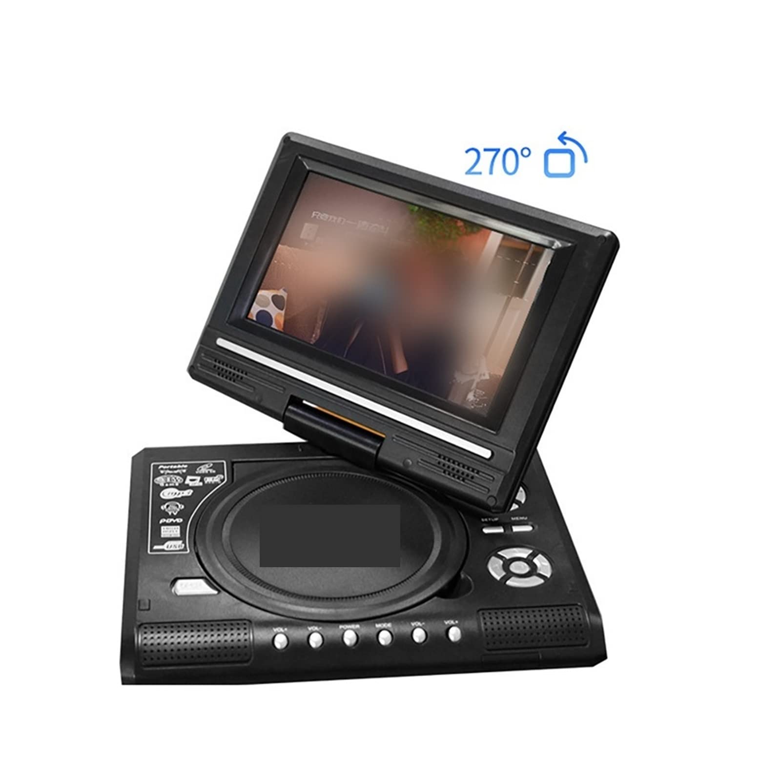 Lecteur DVD Portable, Lecteur DVD, Mini Lecteur DVD 7.8 Pouces Bureau Numérique Smart TV CD Lecteur De Disque avec Télécommande Portable Voyage Cinéma, pour la Maison, la Voiture
