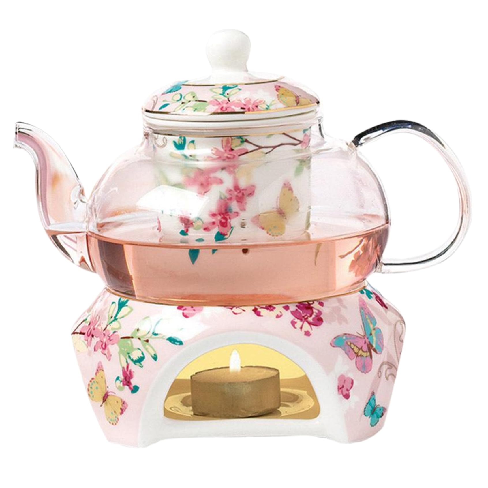 Thé de l'après-midi avec une théière Kung Fu à motif floral