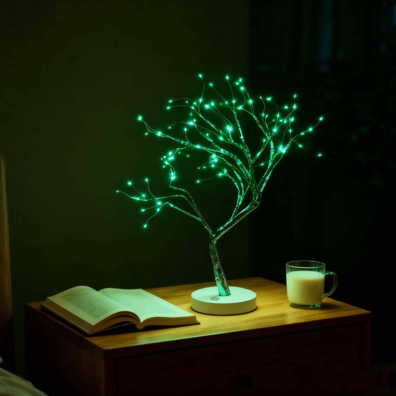 Fairy Light Tree 20 Inch 108 LED Desktop Bonsai Tree Shape Light DIY Artificial Silver Matte Branch Lights Battery/USB Power Supply Living Room Bedroom Christmas Home Gift — image 1