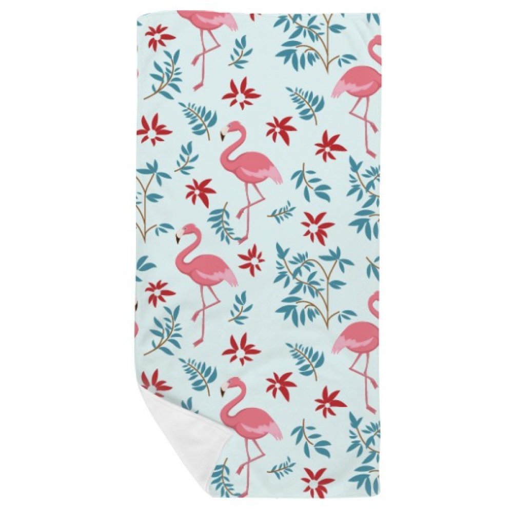 Serviette de bain motif flamingo et plantes tropicales douce 35x70cm multicouleur