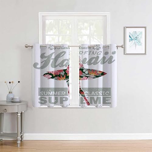 Miniatura 3 de Curtain Panels Hawaiian Grommet Short Curtains for Patio Doors Cortinas para Ventanas De Cuarto 55Inch Width by 45Inch Length,2 Panels