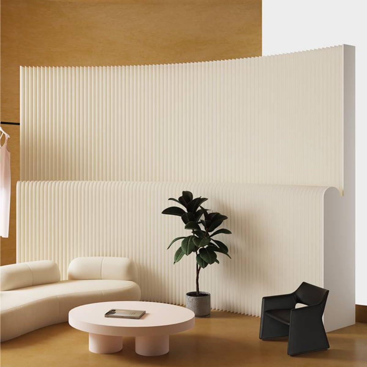 Portable Room Divider Wall, Foldable Room Partition, Adjustable Paper Privacy Screen, Folding Wall Dividers for Room Separation, Decorative Privacy Divider for Home Office Nursery Studio Exhibition