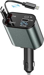 Multi Port Car Charger with LED Display, 120W, USB-C and USB-A Port, PD3.0/QC3.0 Fast Charging, 4 Sync Ports