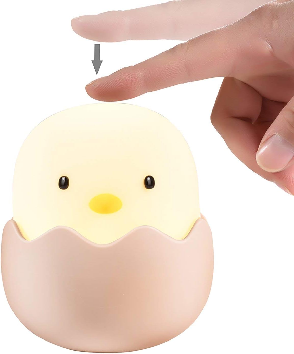 Kids Night Light,Baby Night Light， Cute Creative Egg Shell Night Light, Rechargeable Egg Shell Chick Shape Top Control Lamp for Girl Lady Kid Baby Bedroom and Nursery (Warm light)
